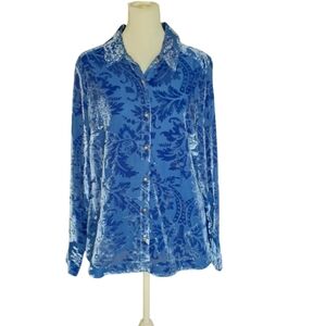 Soft Surroundings Blue Velvet Blouse—New with tags